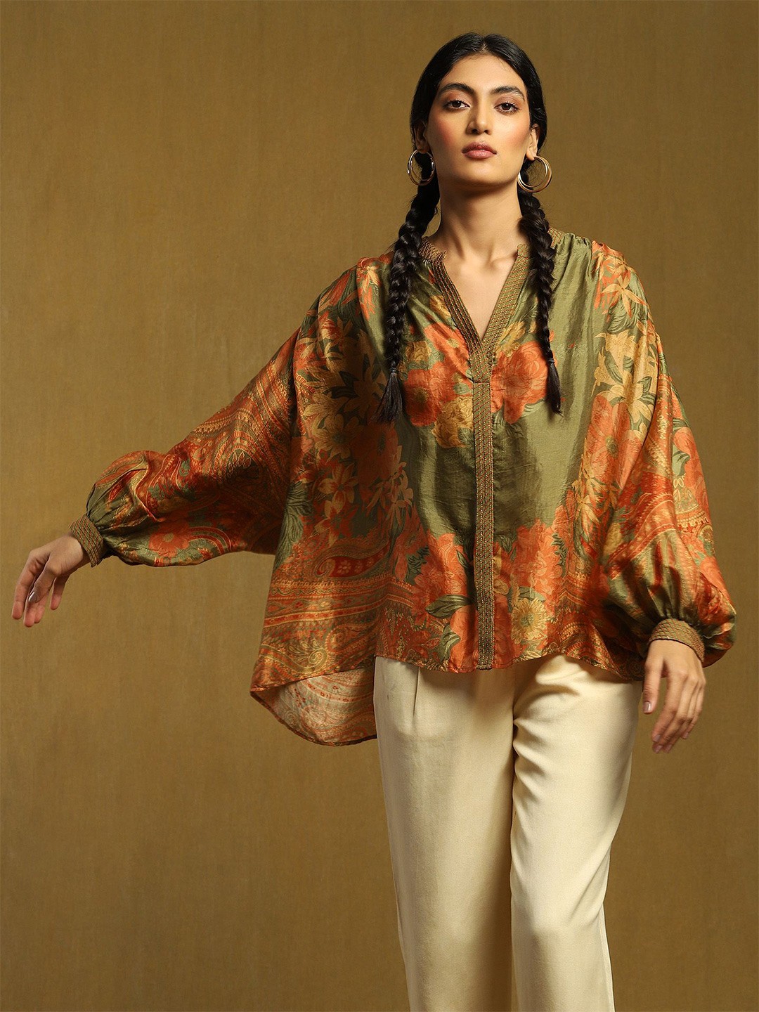 

Ritu Kumar Floral Printed Top, Green