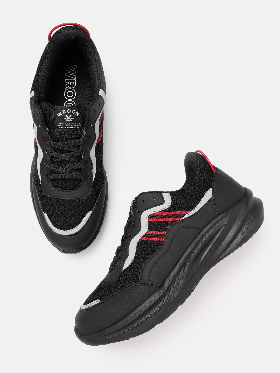 

WROGN Men Woven Design Running Shoes, Black