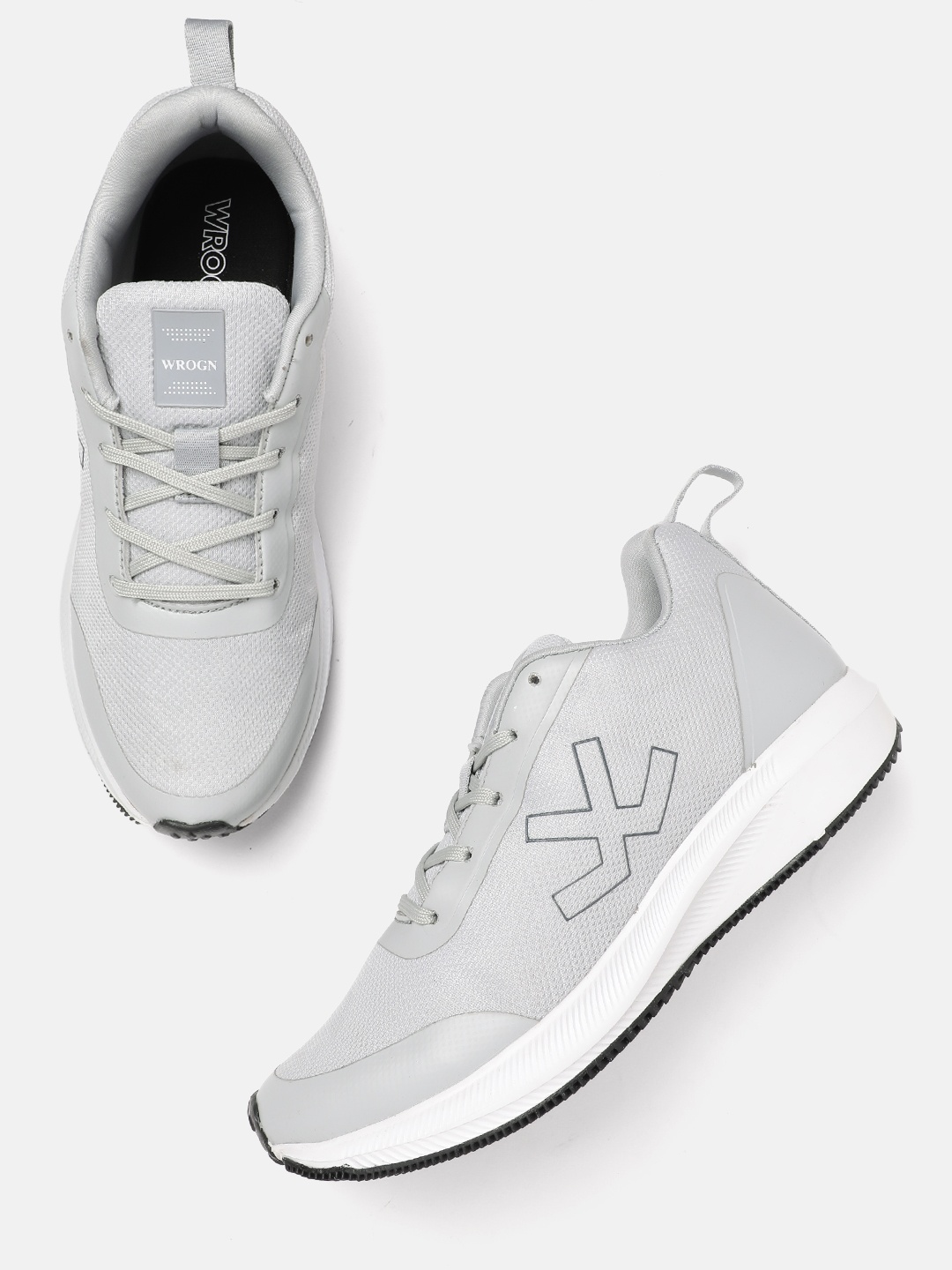 

WROGN Men Brand Logo Printed Running Shoes, Grey