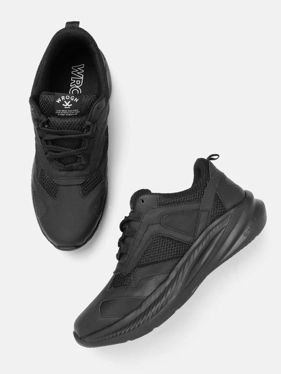

WROGN Men Woven Design Running Shoes, Black
