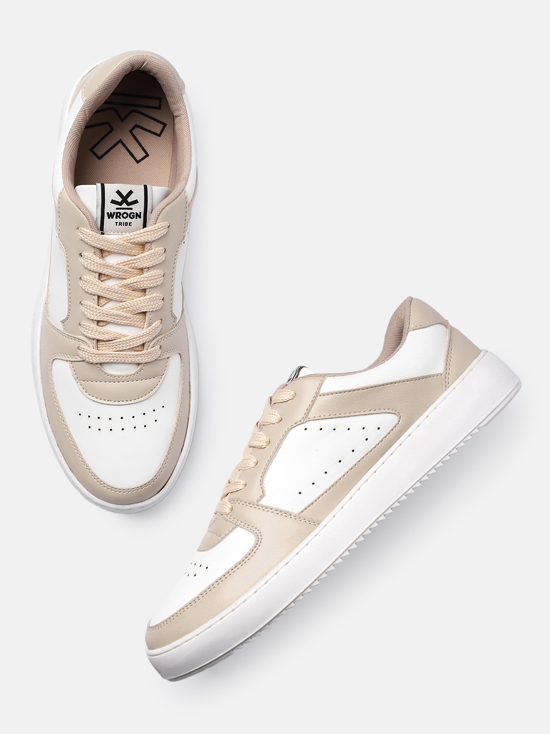 

WROGN Men Perforations Sneakers, Beige