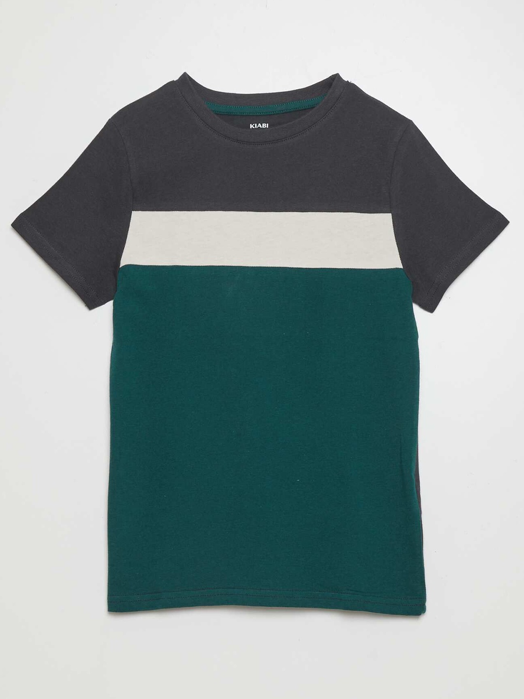 

KIABI Boys Colourblocked Round Neck T-shirt, Green