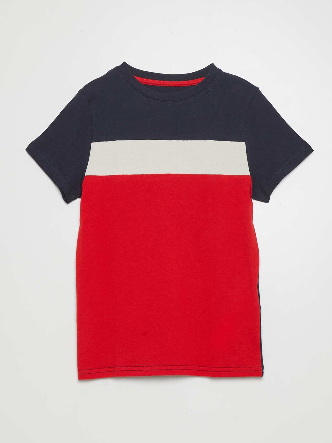 

KIABI Boys Colourblocked Round Neck T-shirt, Red