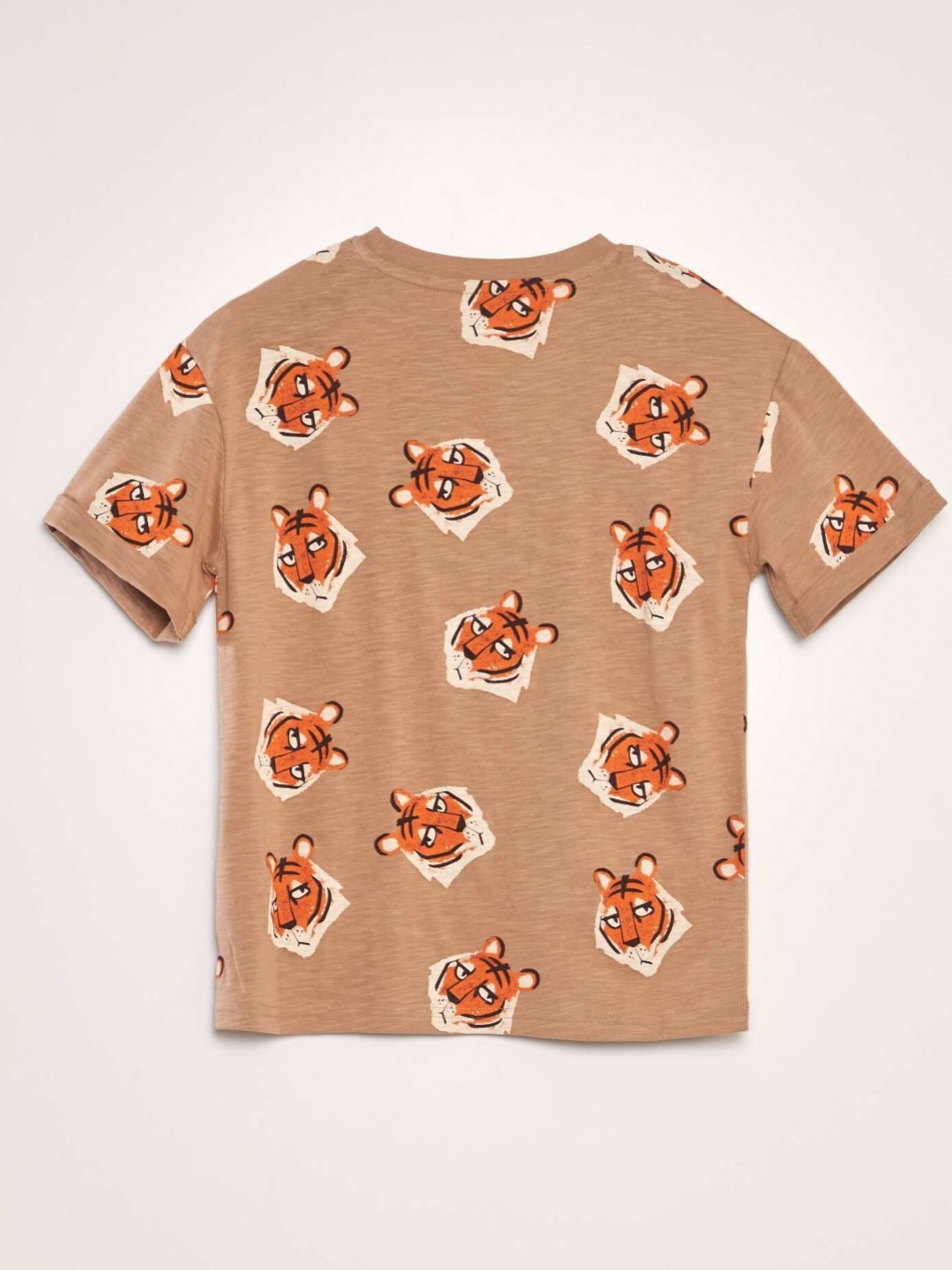 

KIABI Boys Printed Round Neck T-shirt, Brown