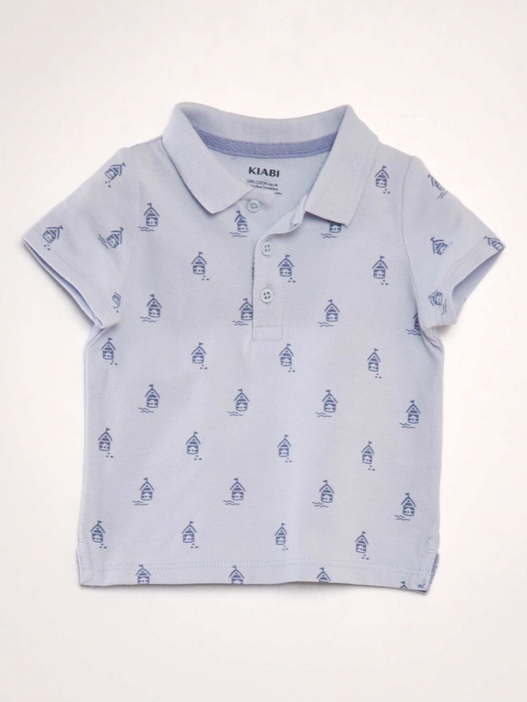 

KIABI Boys Conversational Printed Polo Collar T-shirt, Blue