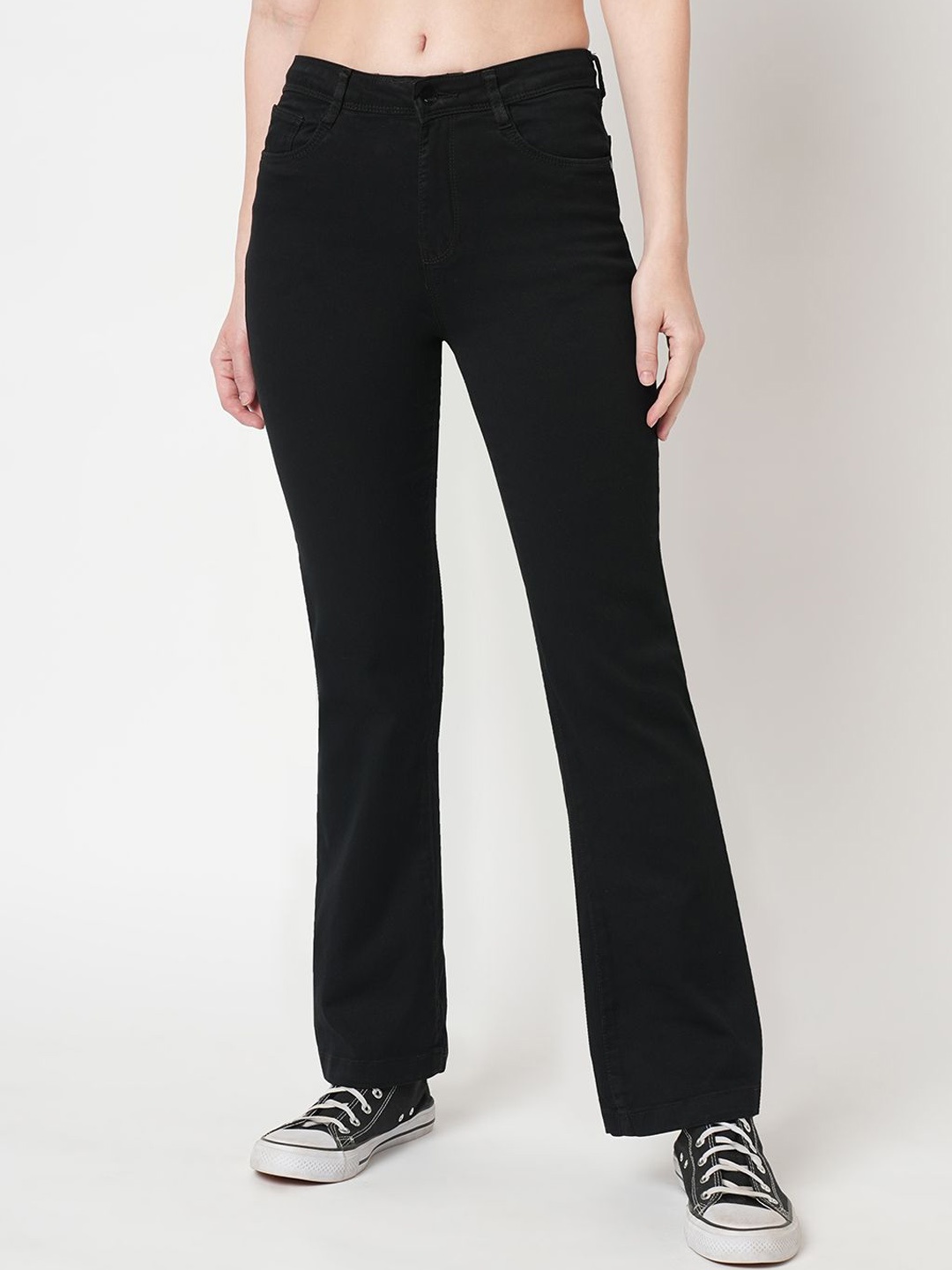 

Kraus Jeans Women Clean Look Flared Mid-Rise Jeans, Black