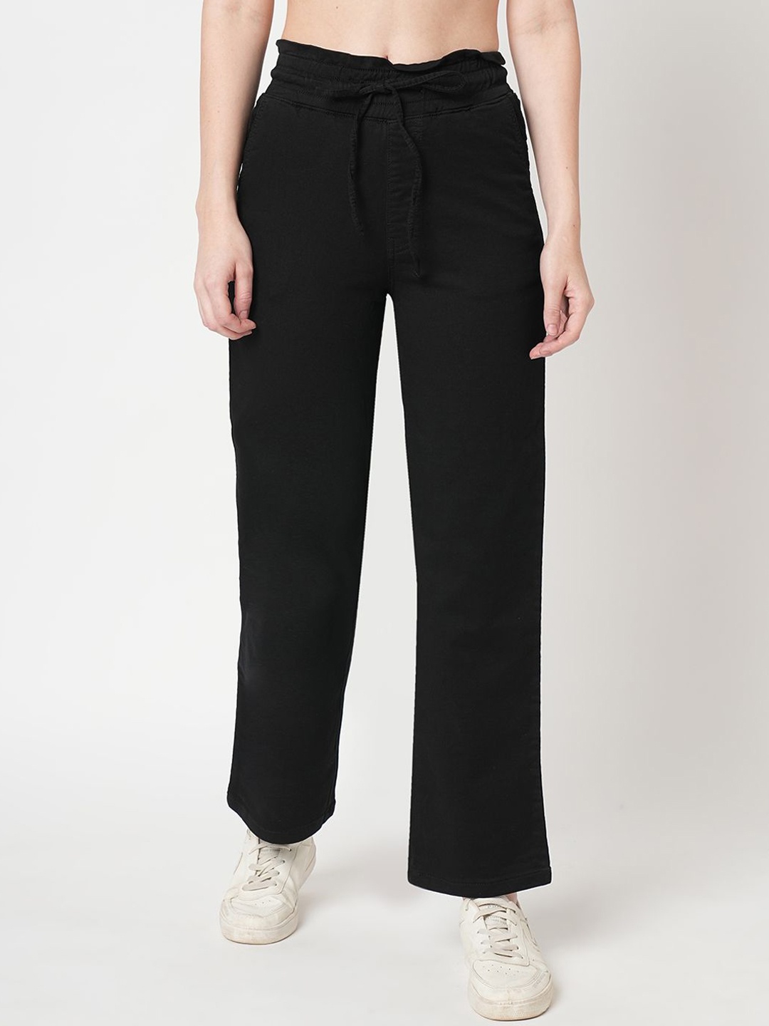 

Kraus Jeans Women Loose Fit High-Rise Trousers, Black