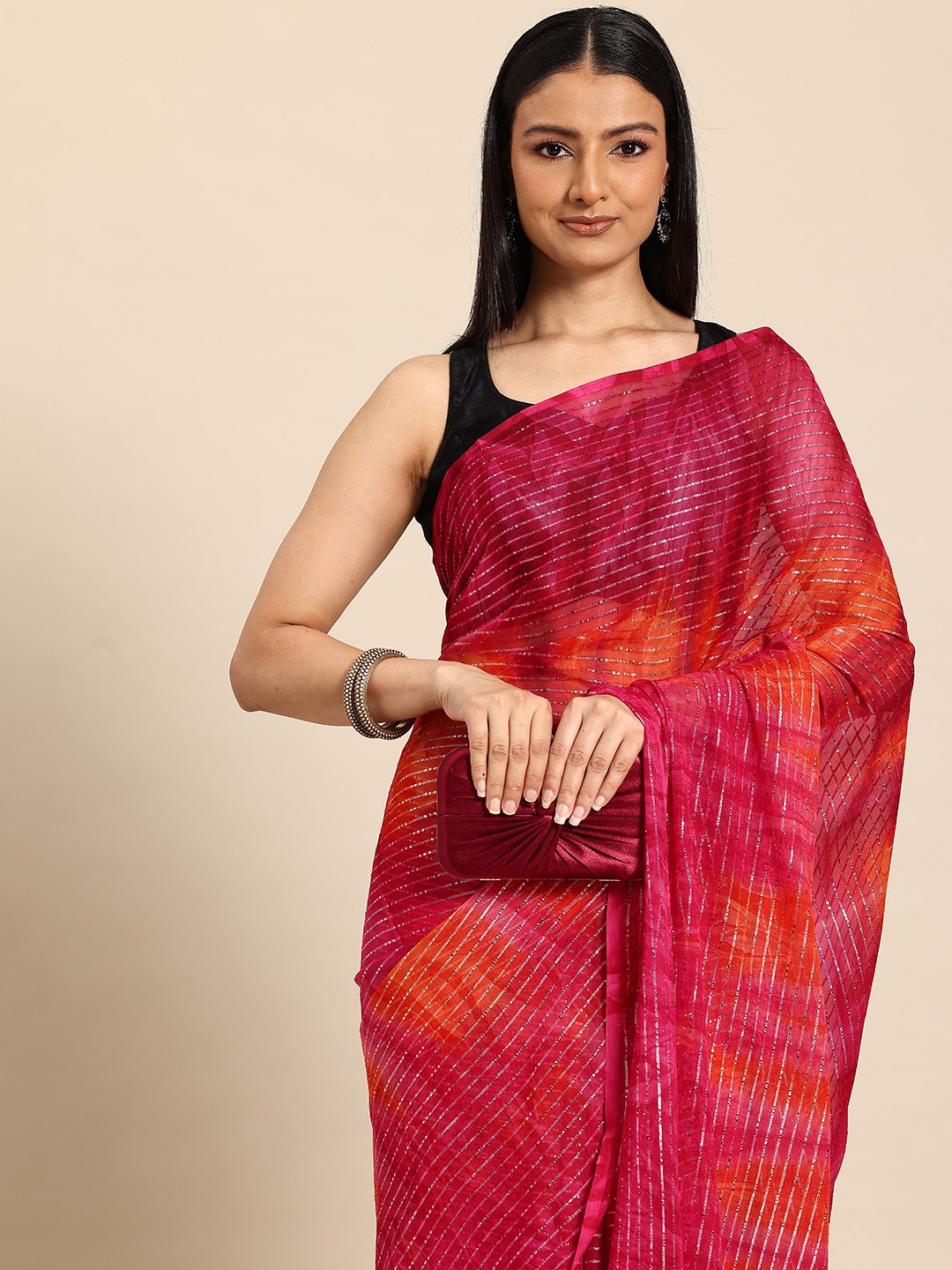

HERE&NOW Women Primium Printed Saree, Pink
