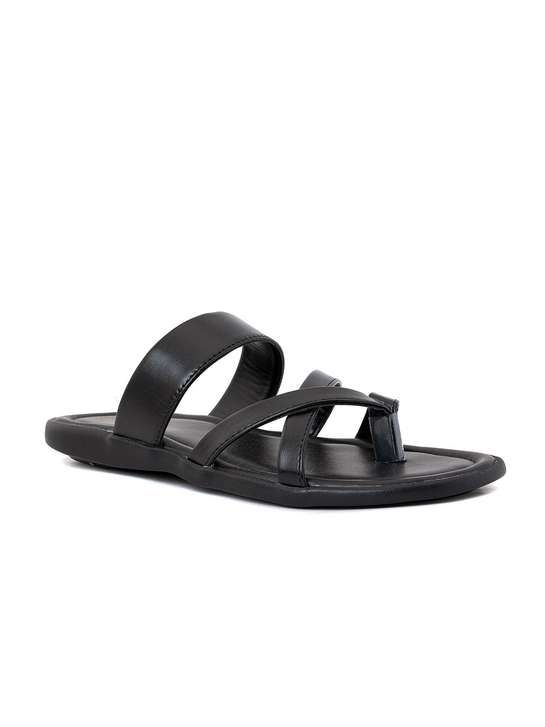 

Khadims Men Solid Round Toe Slip-On Comfort Sandals, Black