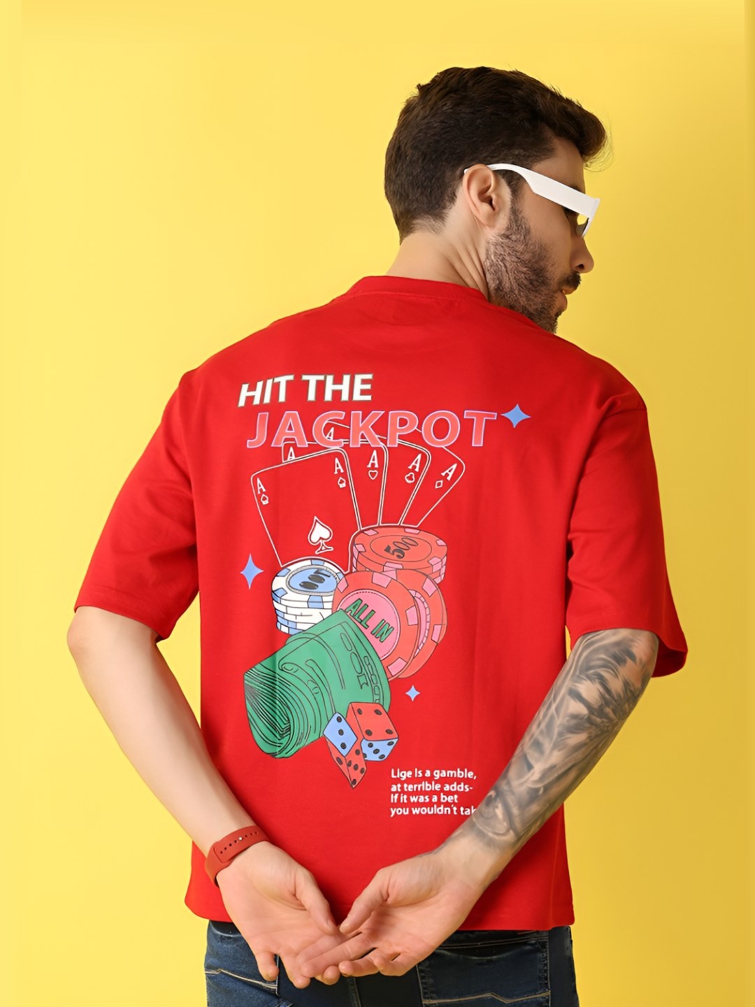 

V-Mart Men Graphic Printed Round Neck Cotton T-shirt, Red