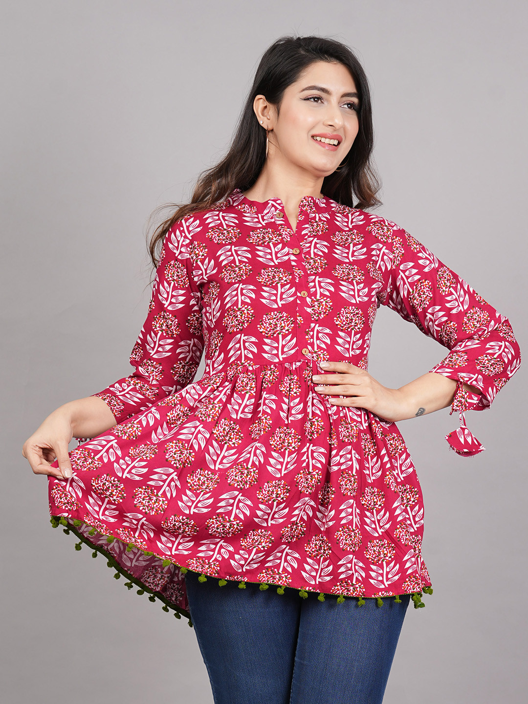 

JAFFRY EMBROIDERY Print Top, Red