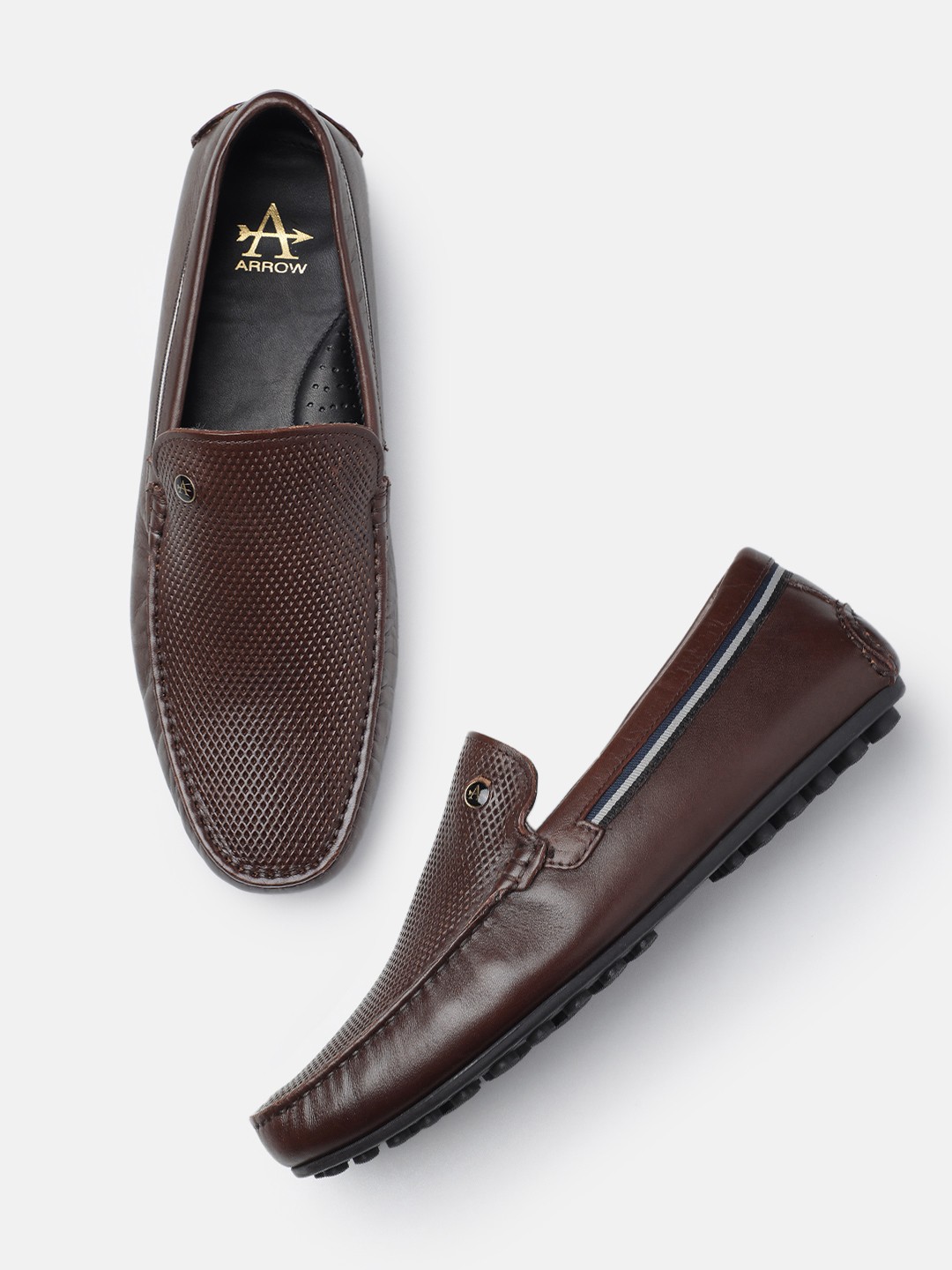 

Arrow Men Textured Leather Driving Shoes, Brown