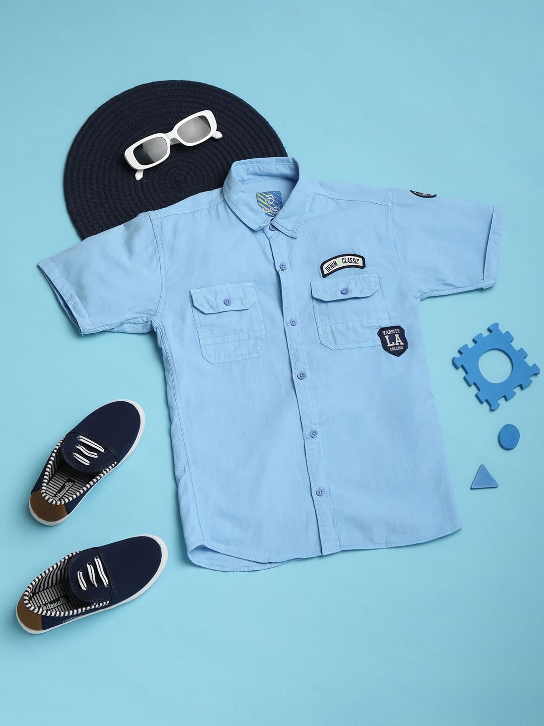 

V-Mart Boys Classic Spread Collar Pure Cotton Shirt, Blue