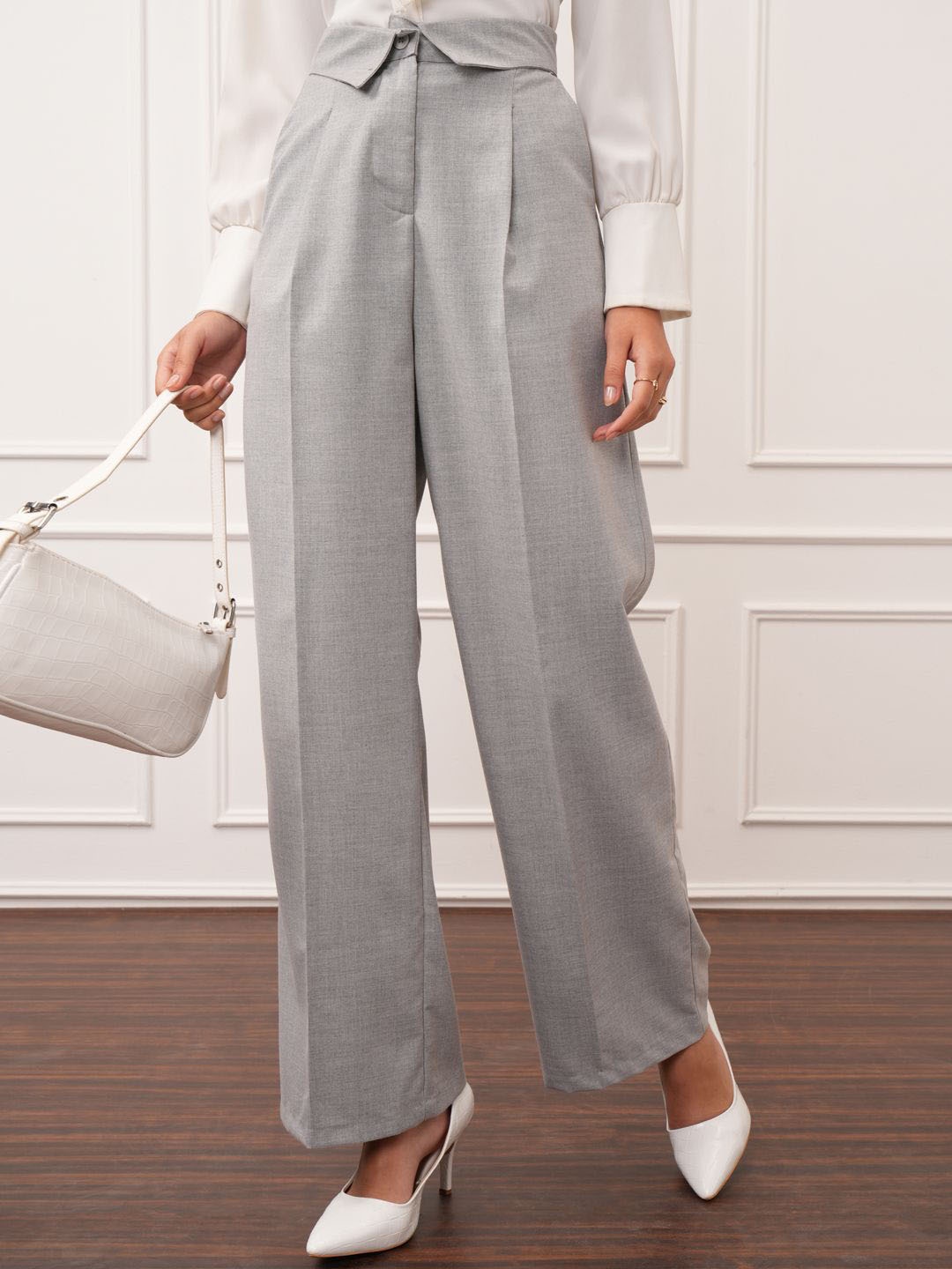 

CHIC BY TOKYO TALKIES Women Flared Trousers, Grey