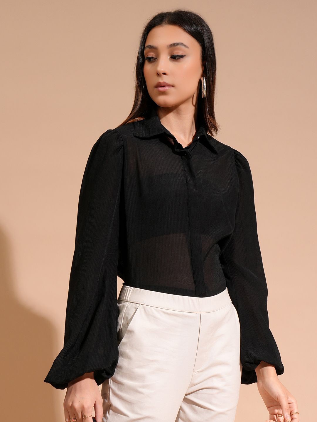 

CHIC BY TOKYO TALKIES Shirt Style Top, Black