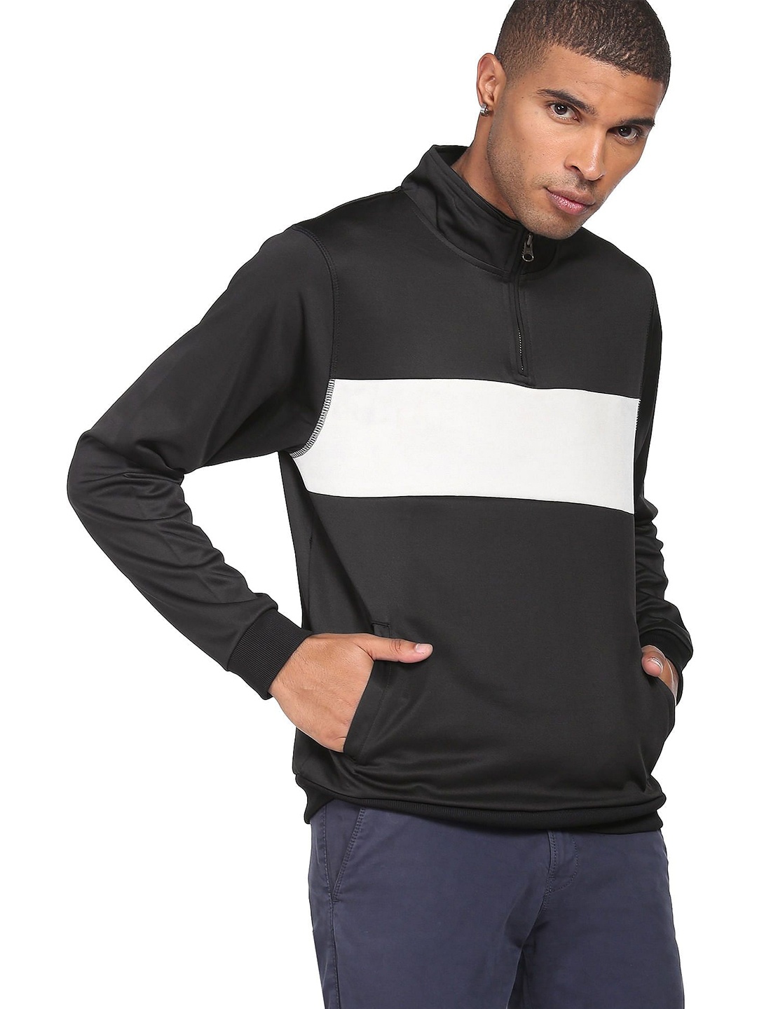 

Flying Machine Men Colourblocked Sweatshirt, Black