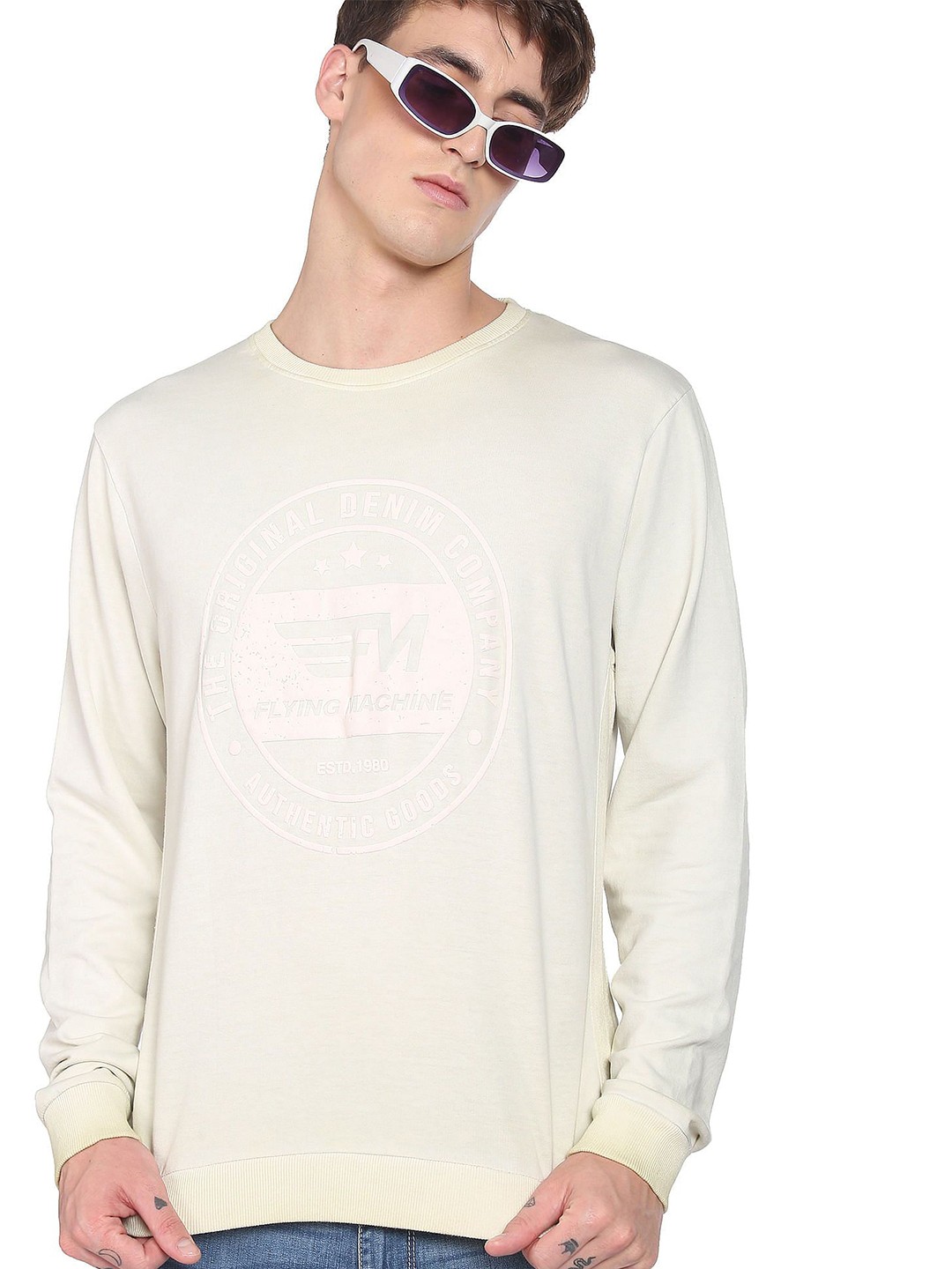 

Flying Machine Men Printed Sweatshirt, White