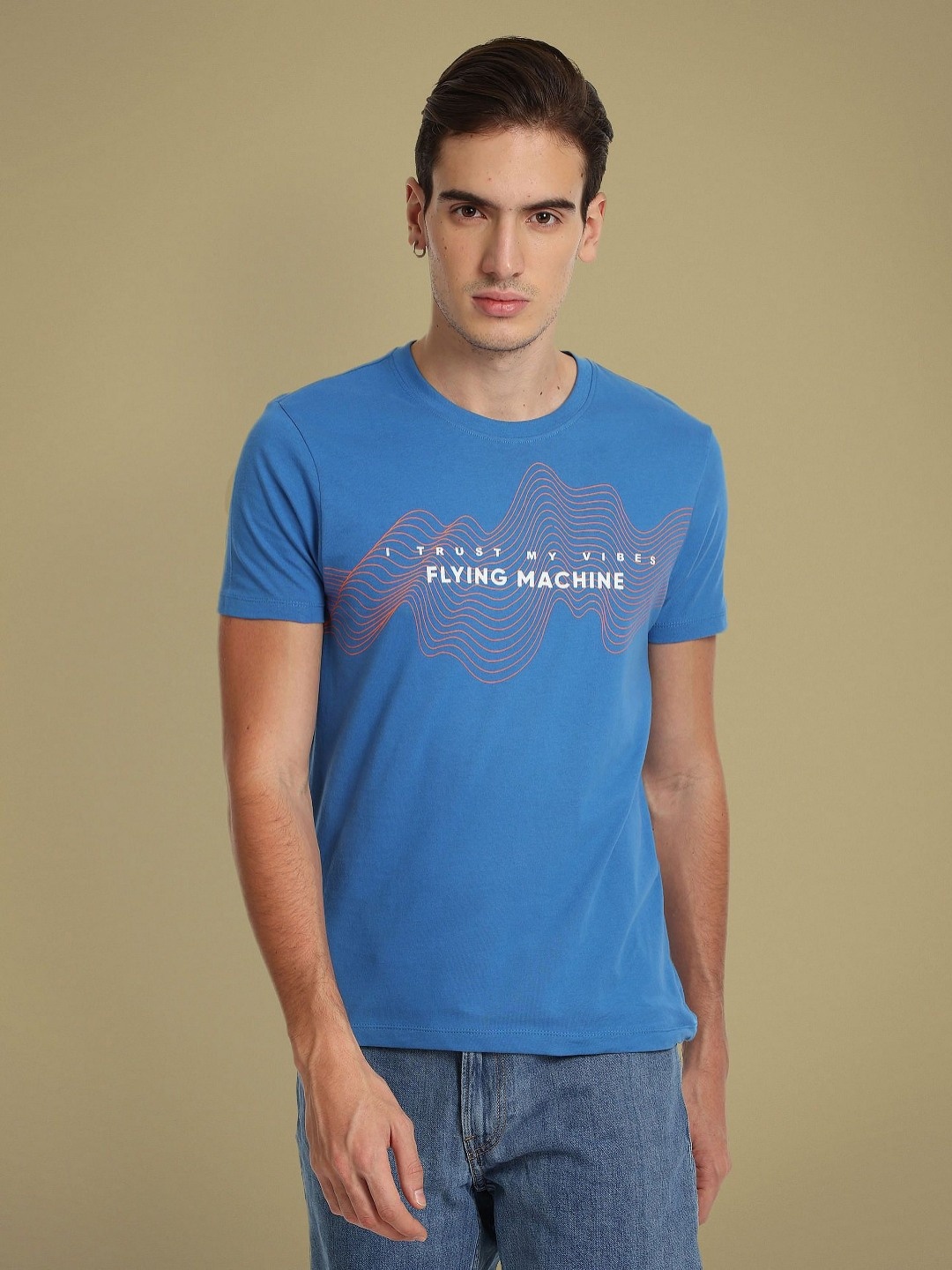 

Flying Machine Men Typography Slim Fit T-shirt, Blue