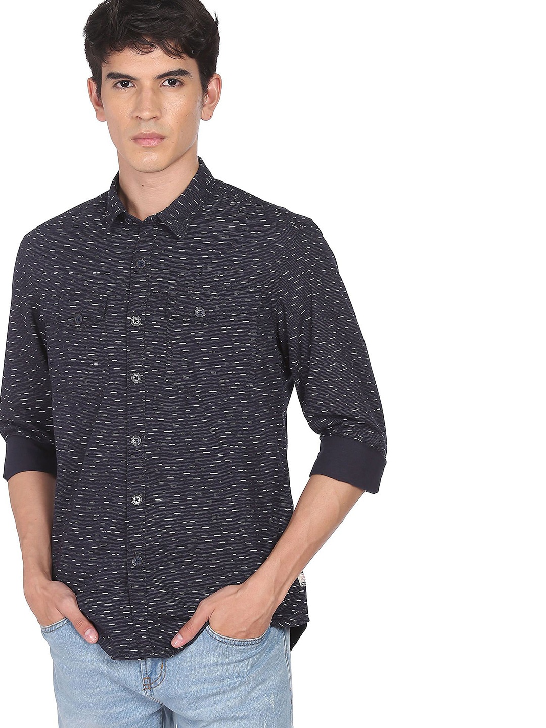 

Flying Machine Men Opaque Abstract Printed Casual Shirt, Blue