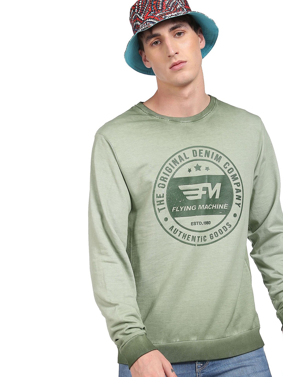 

Flying Machine Men Printed Sweatshirt, Green