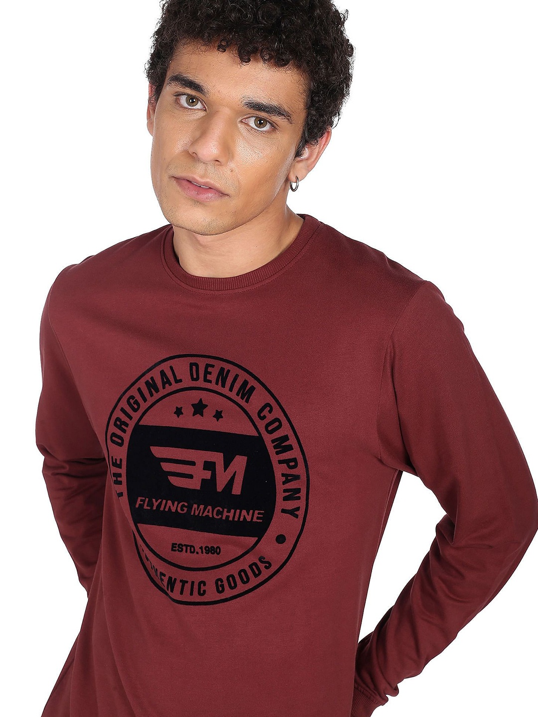 

Flying Machine Men Printed Sweatshirt, Red