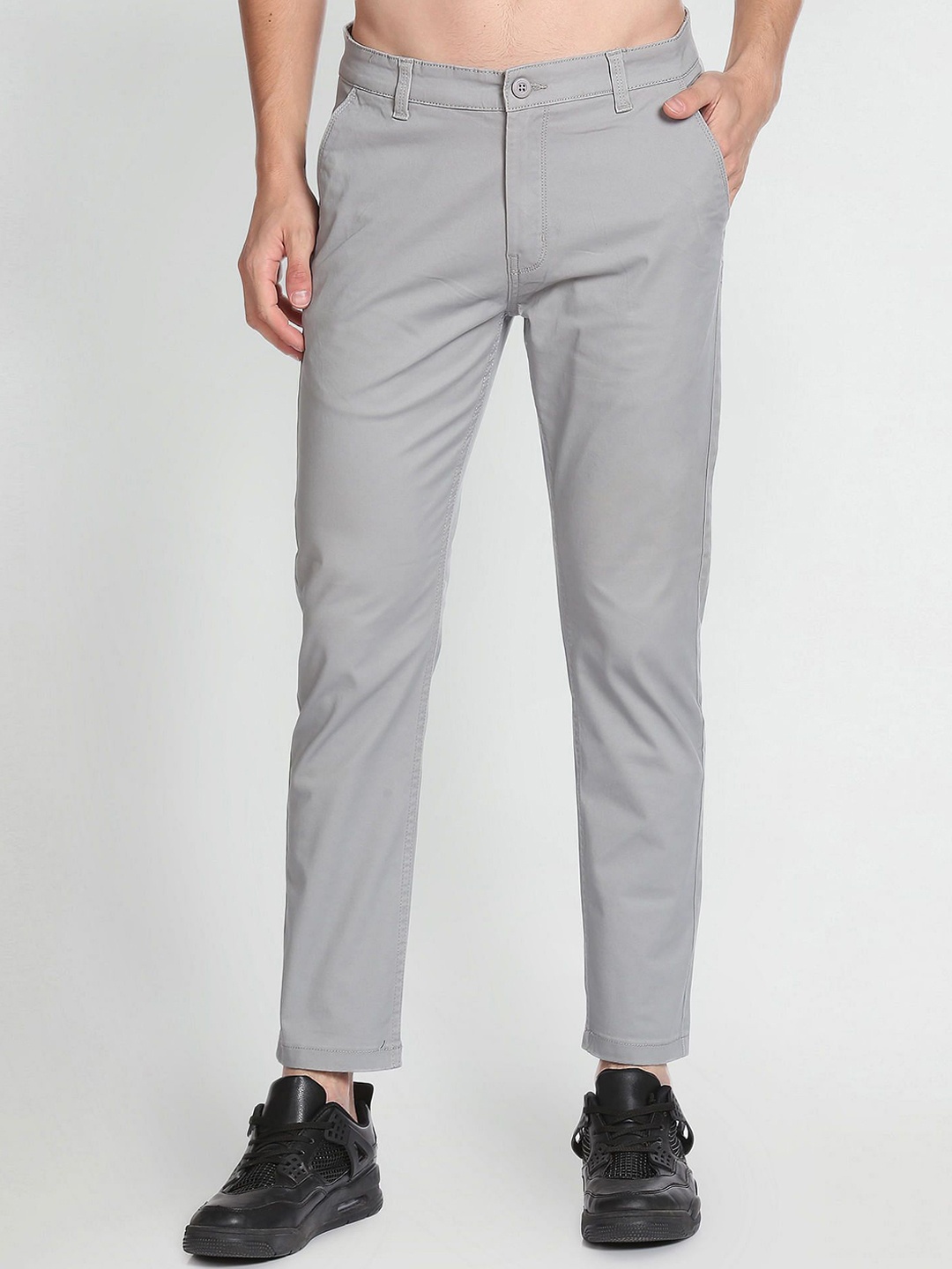 

Flying Machine Men Tapered Fit Trousers, Grey
