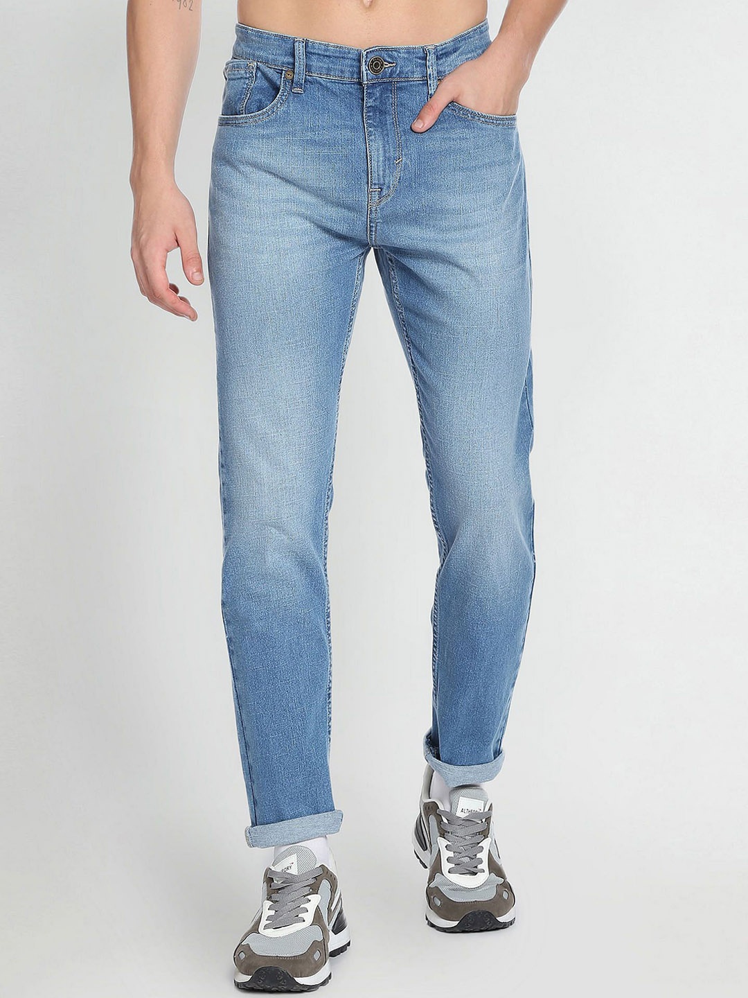 

Flying Machine Men Slim Fit Heavy Fade Jeans, Blue