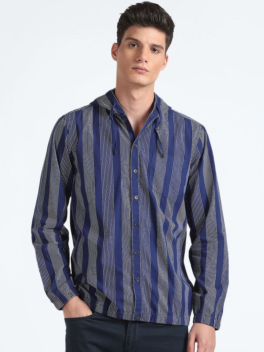 

Flying Machine Men Opaque Striped Casual Shirt, Blue