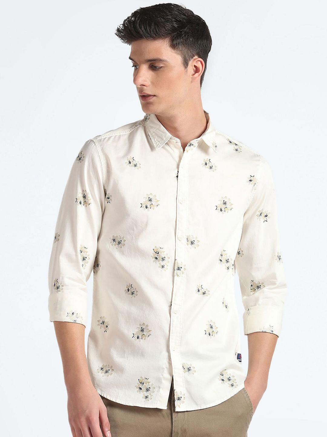 

Flying Machine Men Opaque Printed Casual Shirt, White