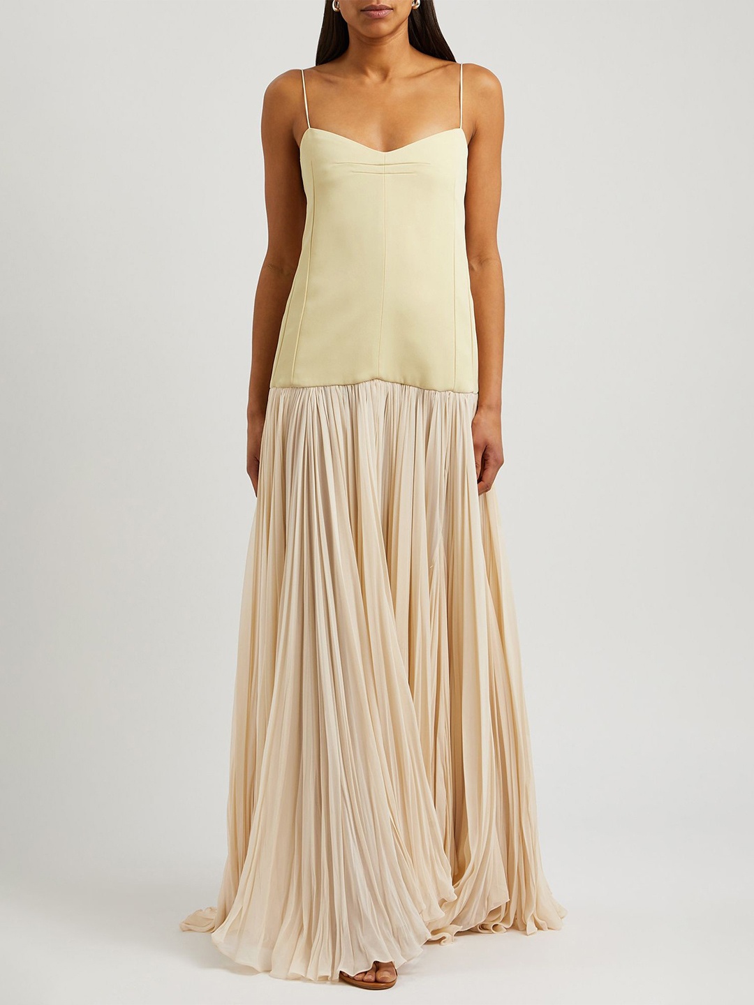 

LULU & SKY Shoulder Straps Maxi Dress, Beige