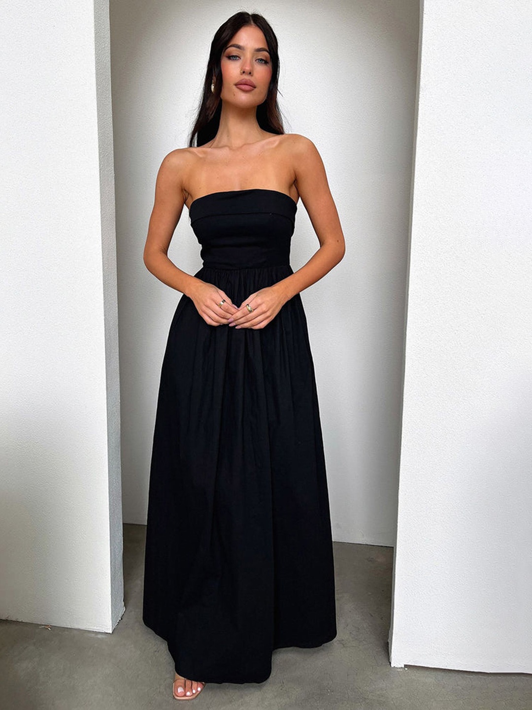 

LULU & SKY Strapless Maxi Dress, Black