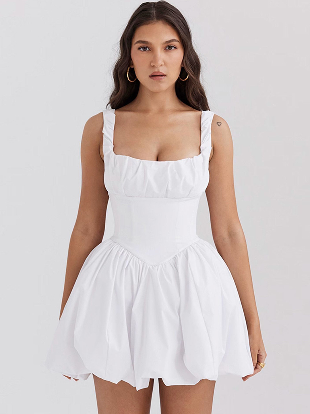 

LULU & SKY Shoulder Strap Fit & Flare Mini Dress, White