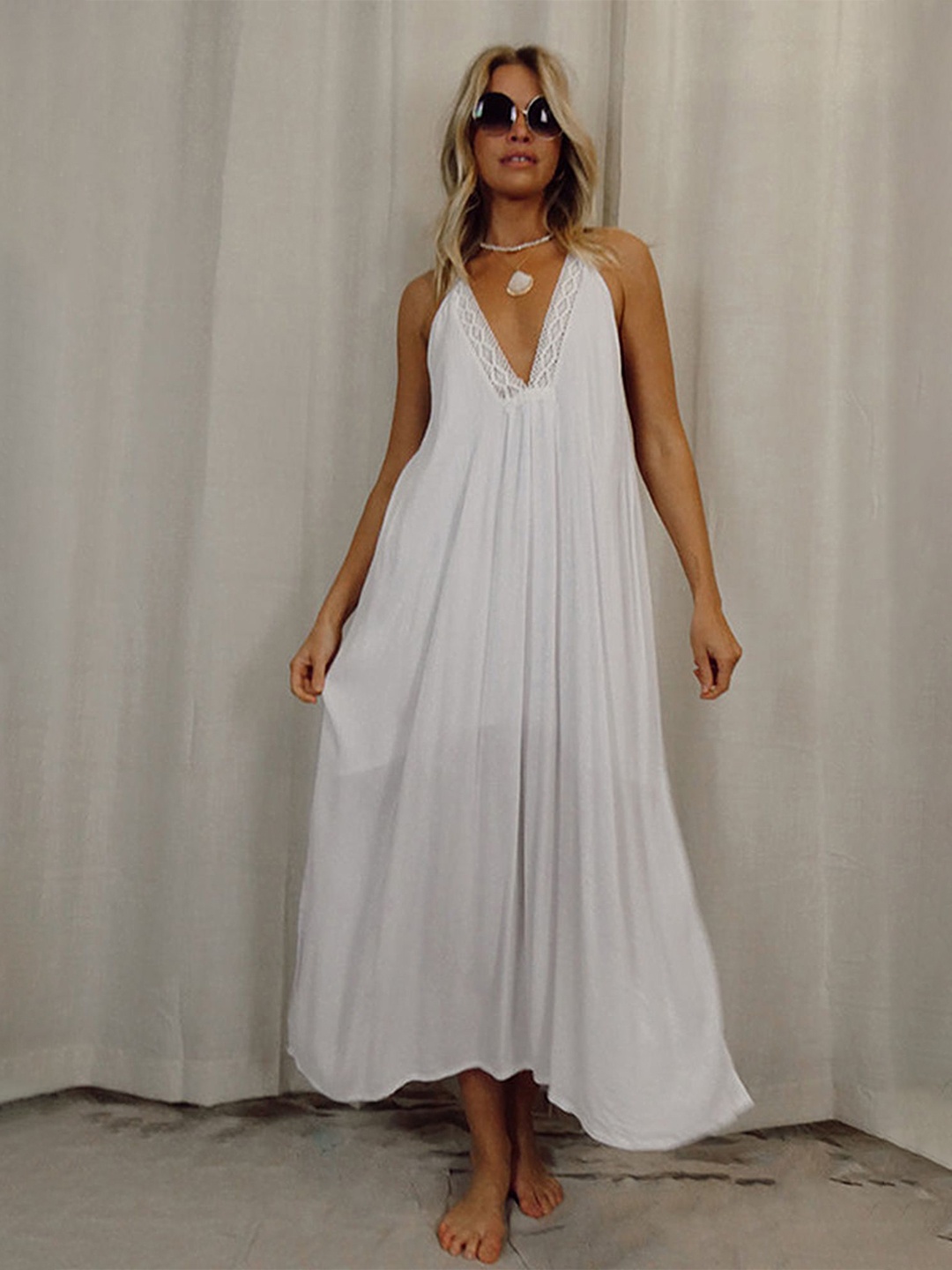 

LULU & SKY Sleeveless A-line Maxi Dress, White