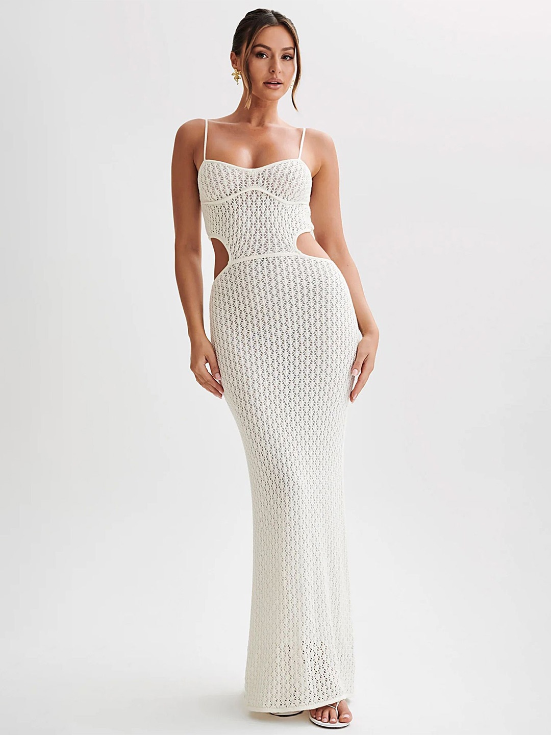 

LULU & SKY Hollow-Out Back Strappy Maxi Dress, White