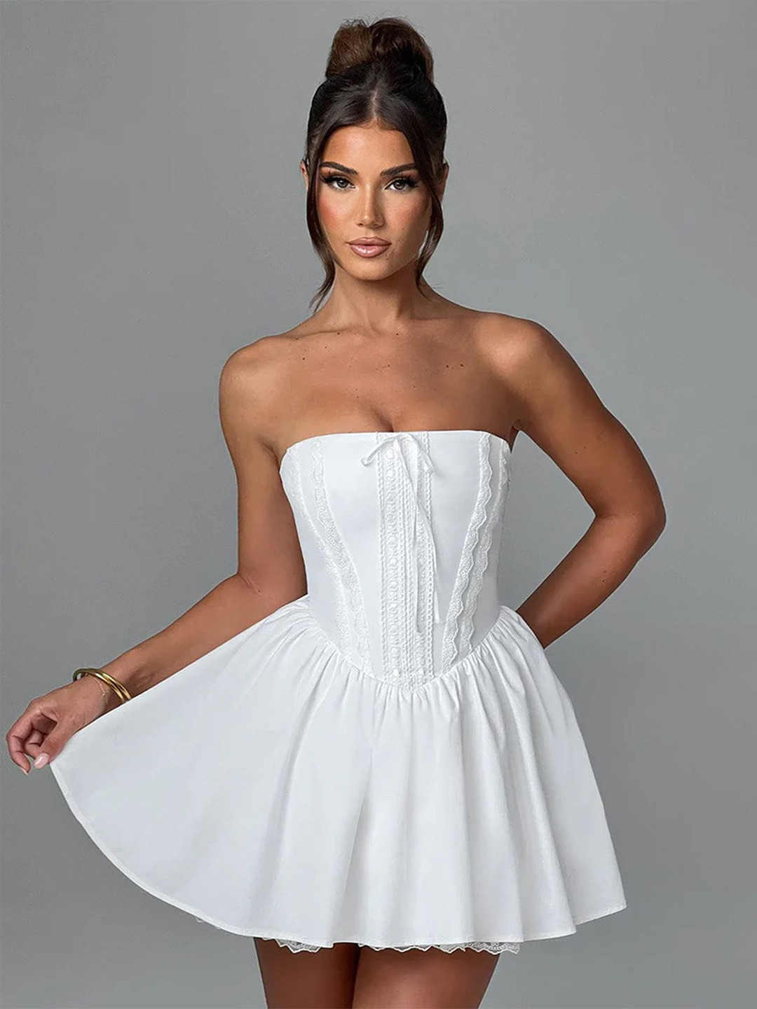 

LULU & SKY Strapless Fit & Flare Mini Dress, White