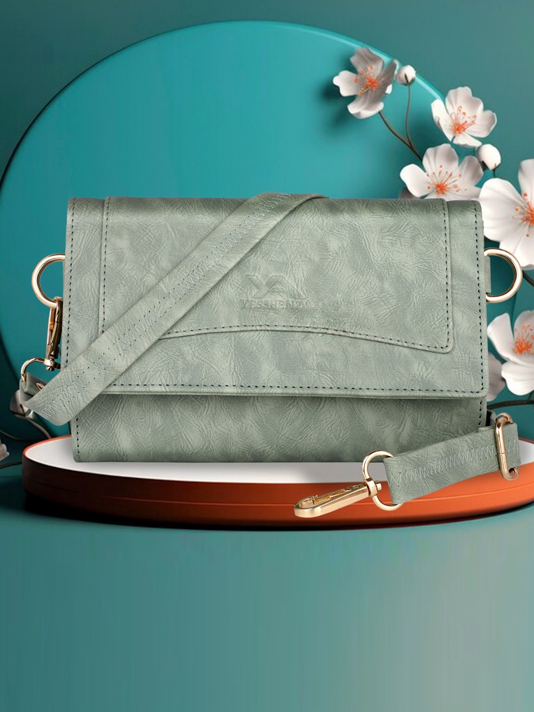 

YESSBENZA Women Oversized Structured Sling Bag with Tasselled, Sea green