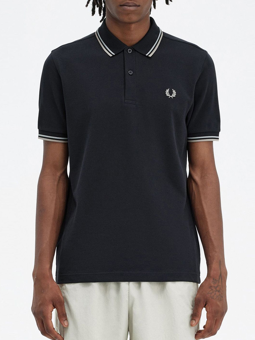 

Fred Perry Men Solid Polo Collar Cotton T-Shirt, Black