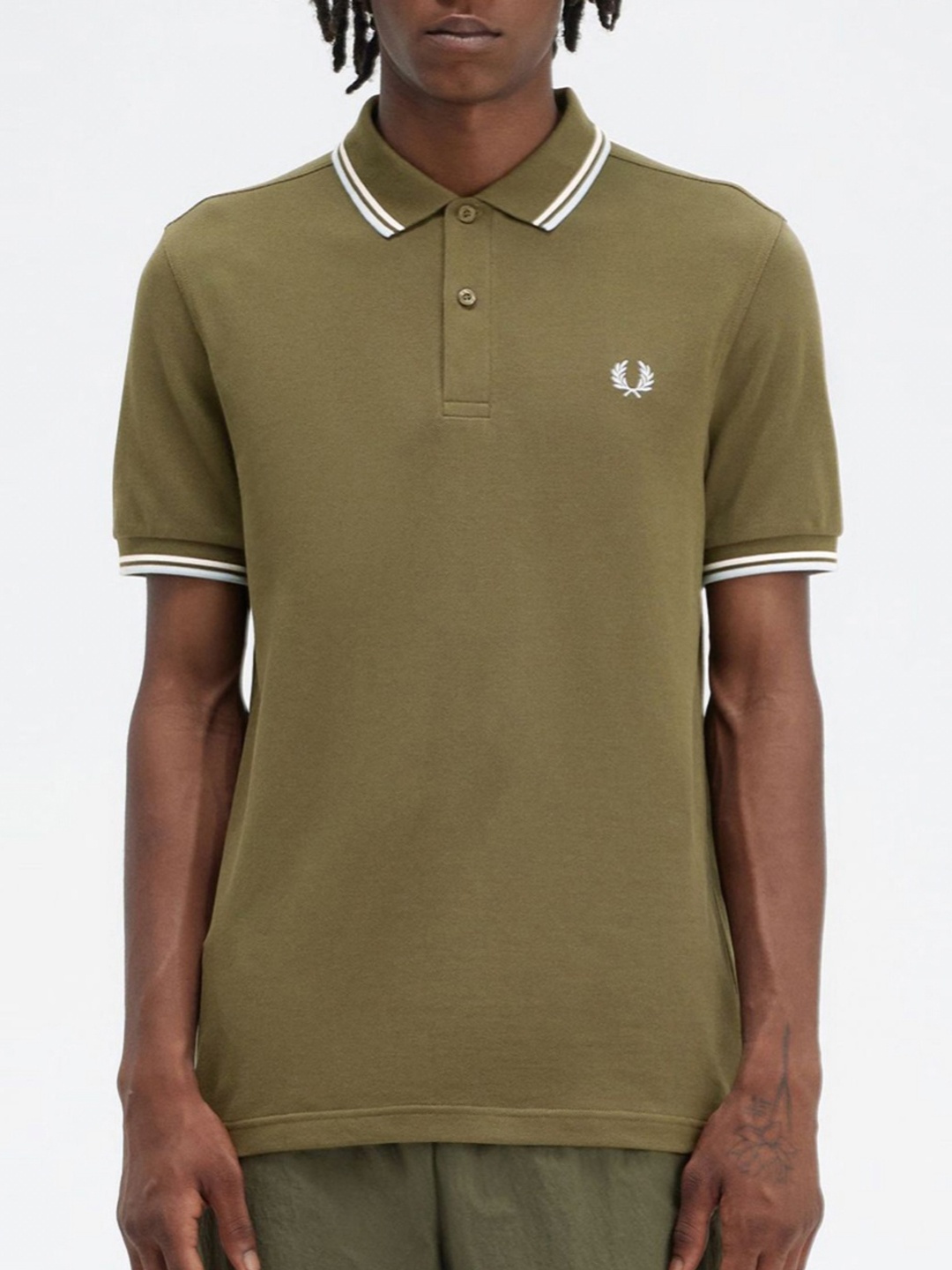 

Fred Perry Men Polo Collar Applique T-shirt, Green