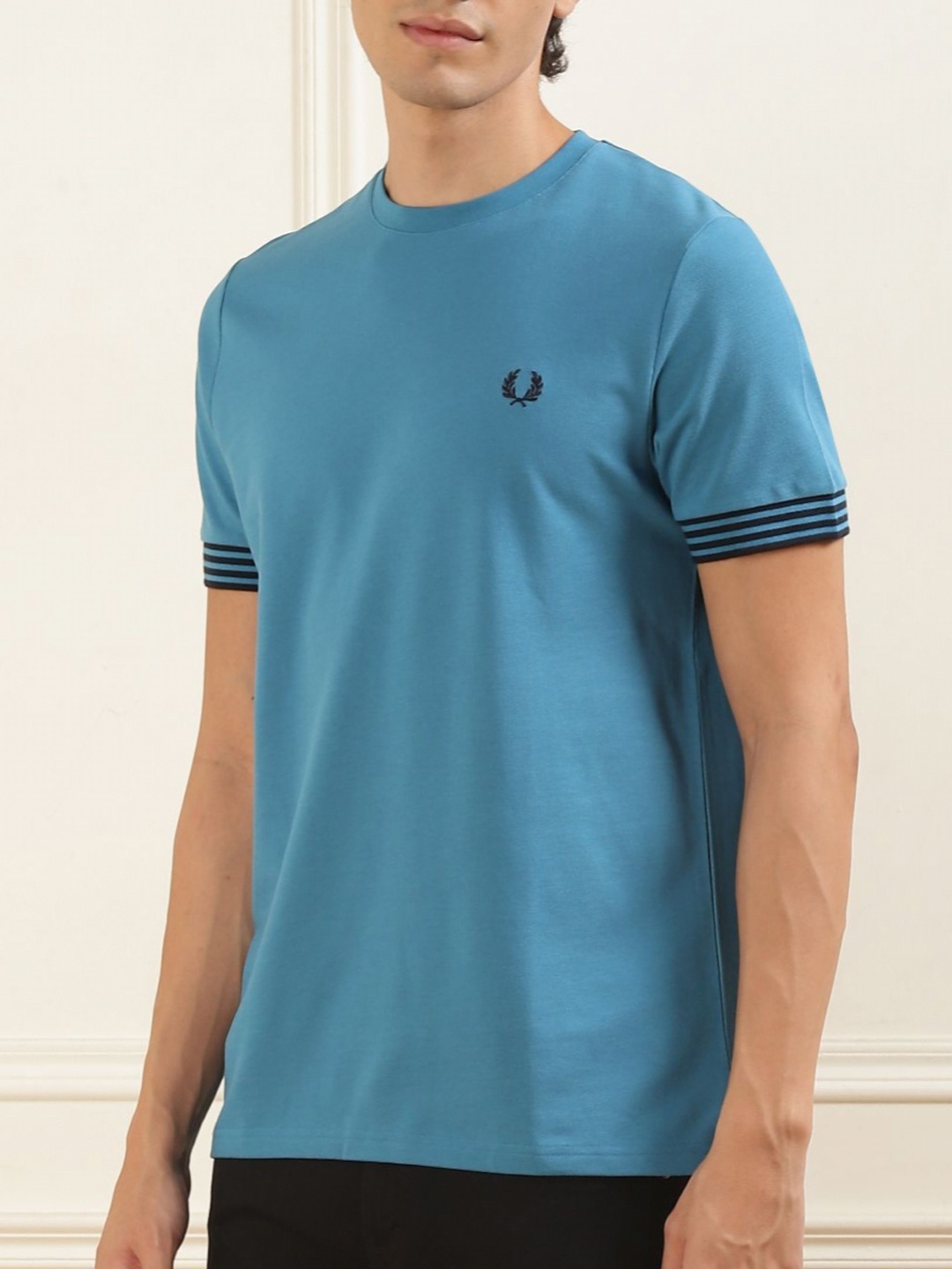 

Fred Perry Men High Neck Applique T-shirt, Blue