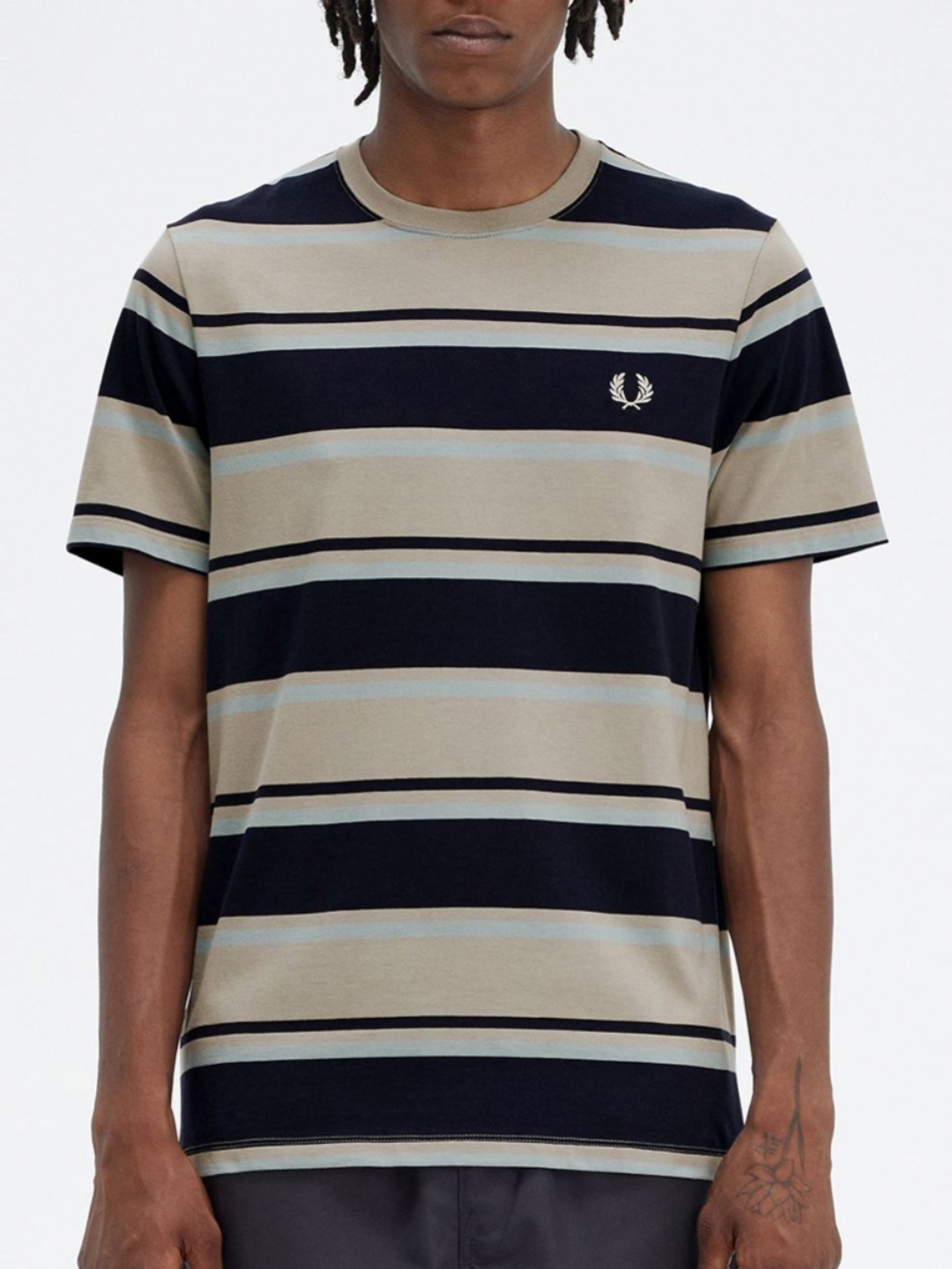 

Fred Perry Men Striped Round Neck Pockets T-shirt, Na