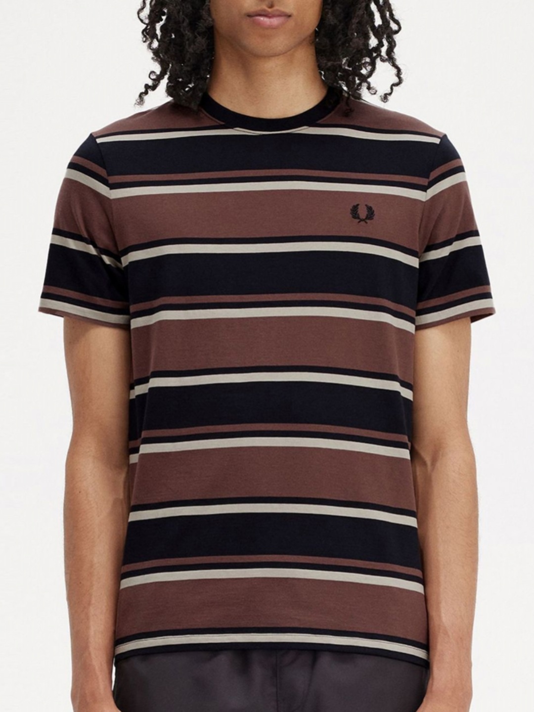 

Fred Perry Men Striped Round Neck Pockets T-shirt, Black