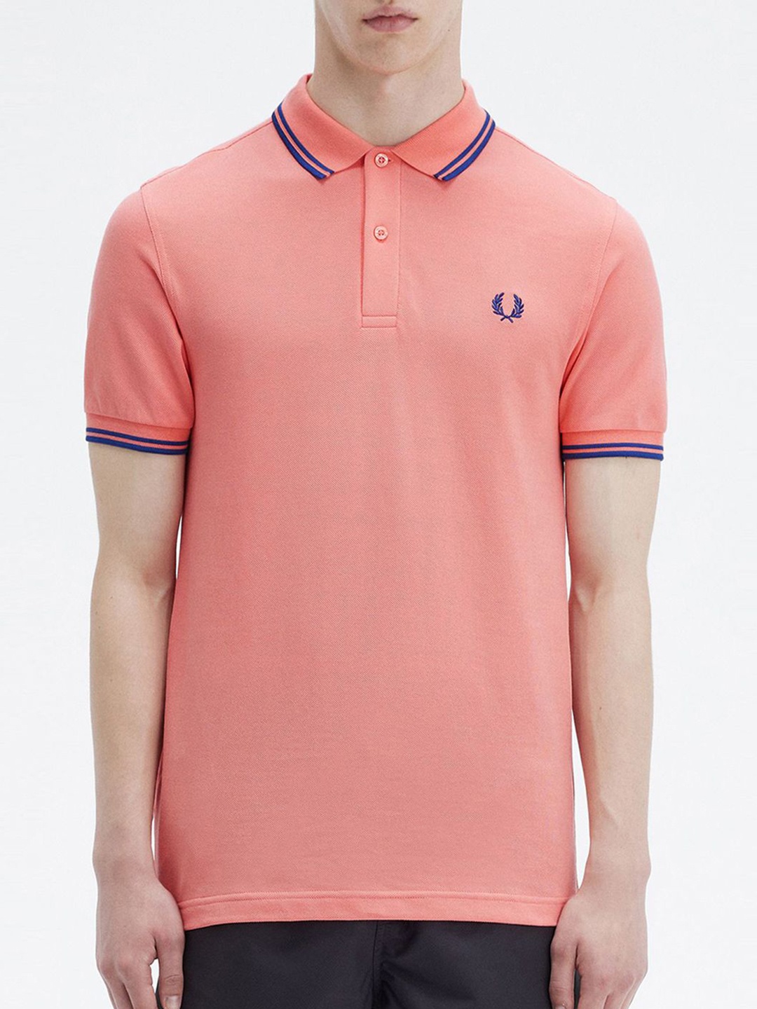 

Fred Perry Men Polo Collar Applique T-shirt, Pink