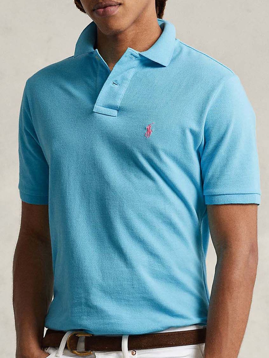 

Polo Ralph Lauren Men Solid Polo Collar Cotton T-Shirt, Blue