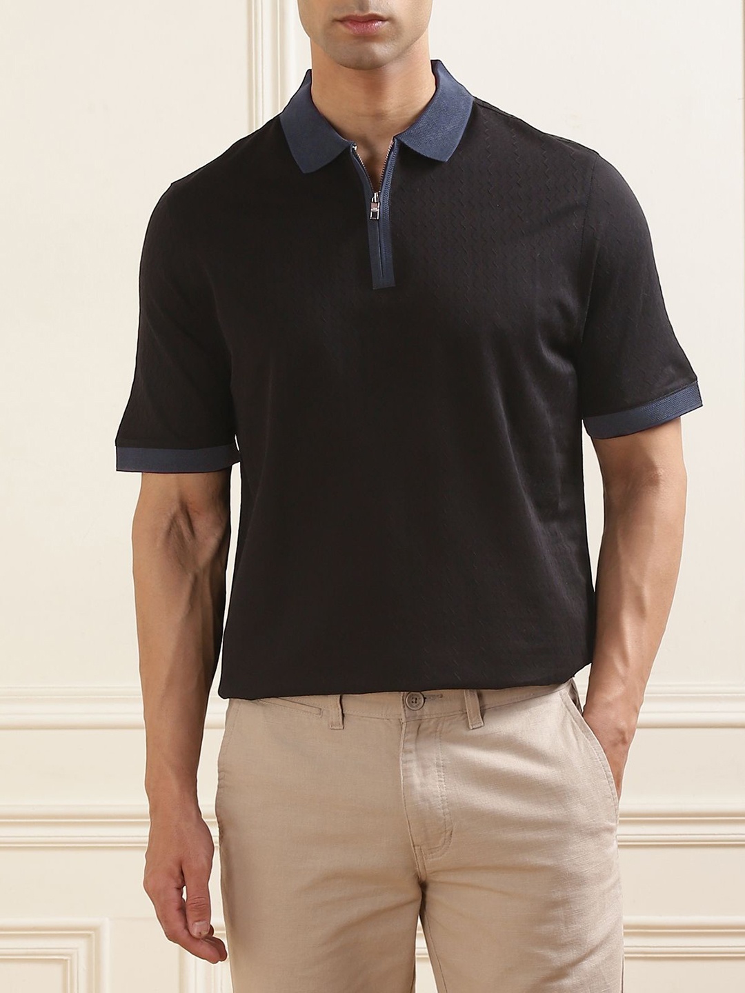 

Ted Baker Men Solid Polo Collar T-shirt, Black