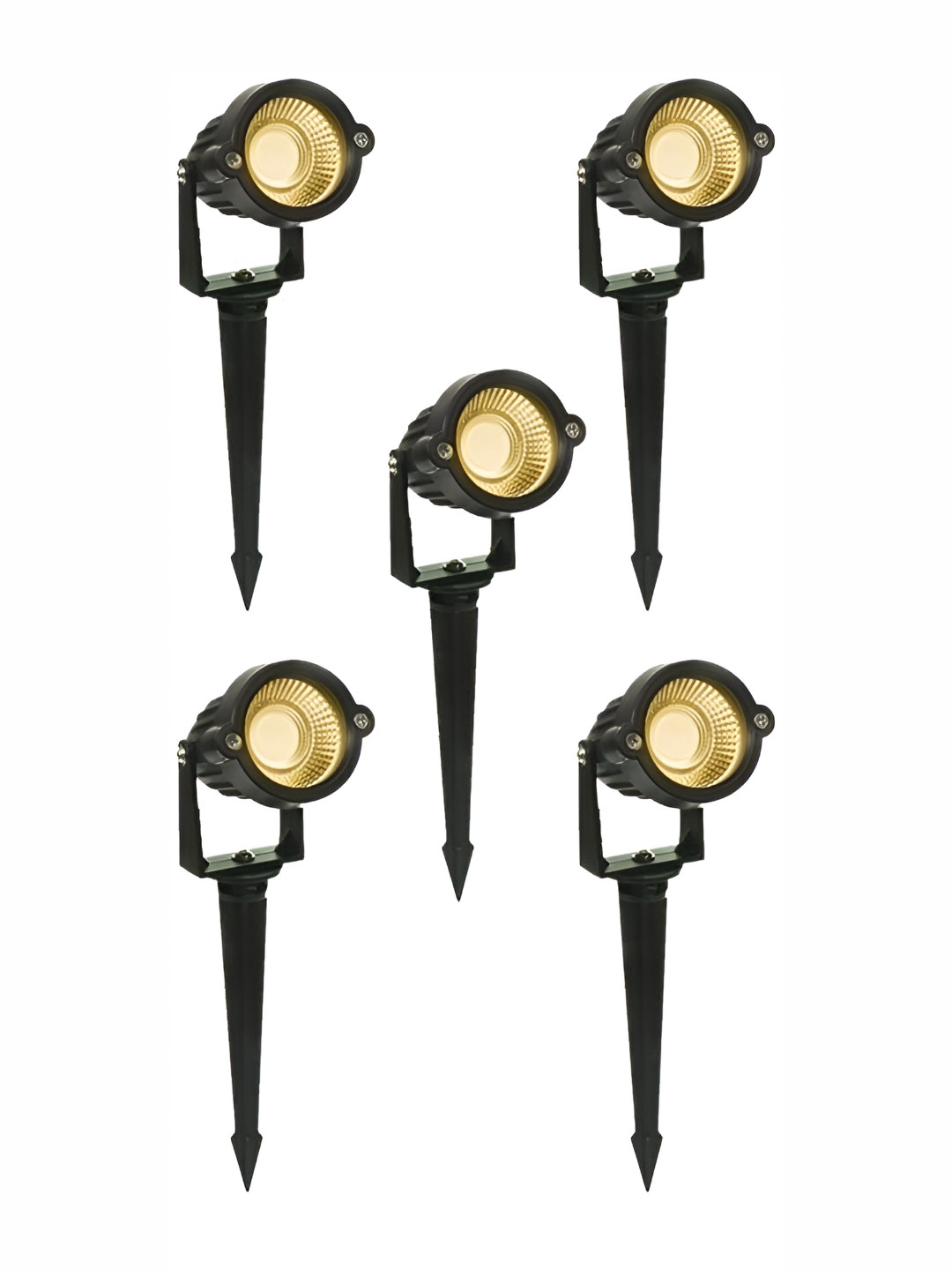 

SPARK WORLD Yellow & Black 5 Pieces Round LED Light Outdoor Lamps