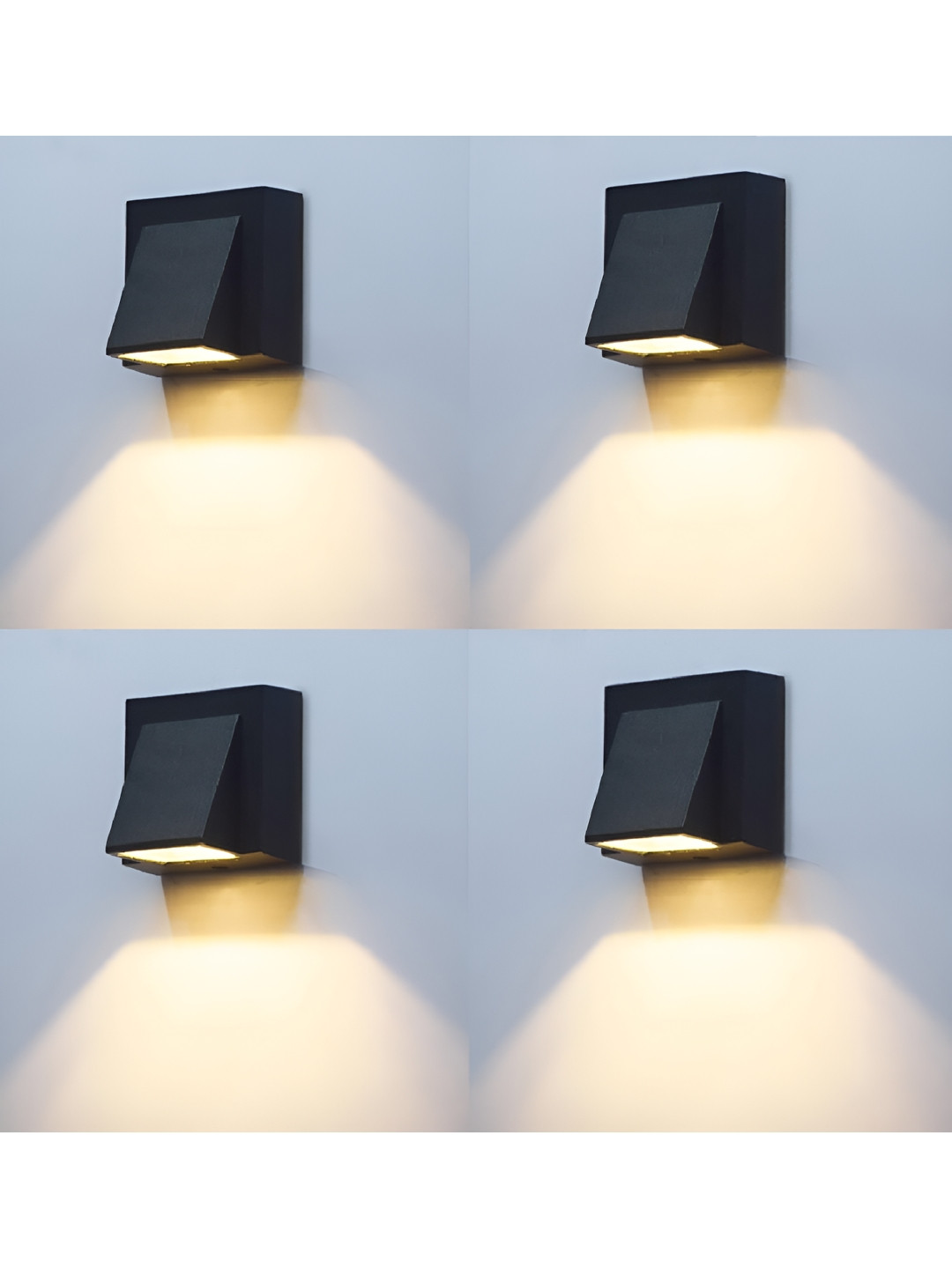 

SPARK WORLD Black 4 Pieces Square Self Assembly Outdoor Lamp, Yellow