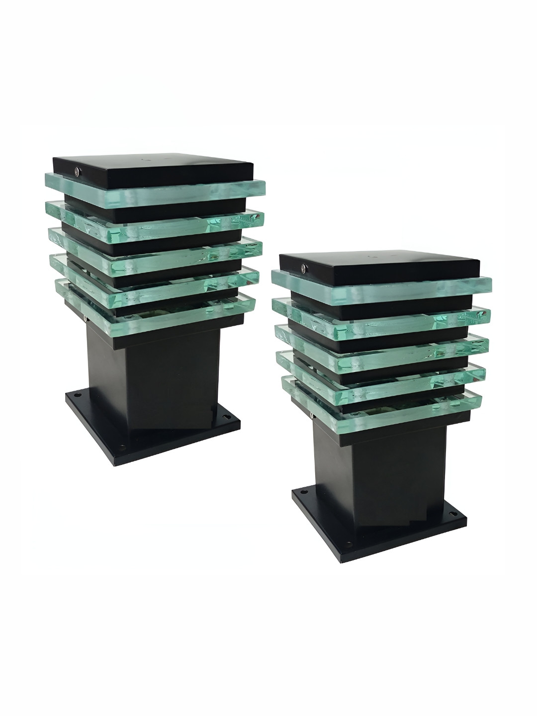 

SPARK WORLD Black & Green 2 Pieces Square Outdoor Lamps