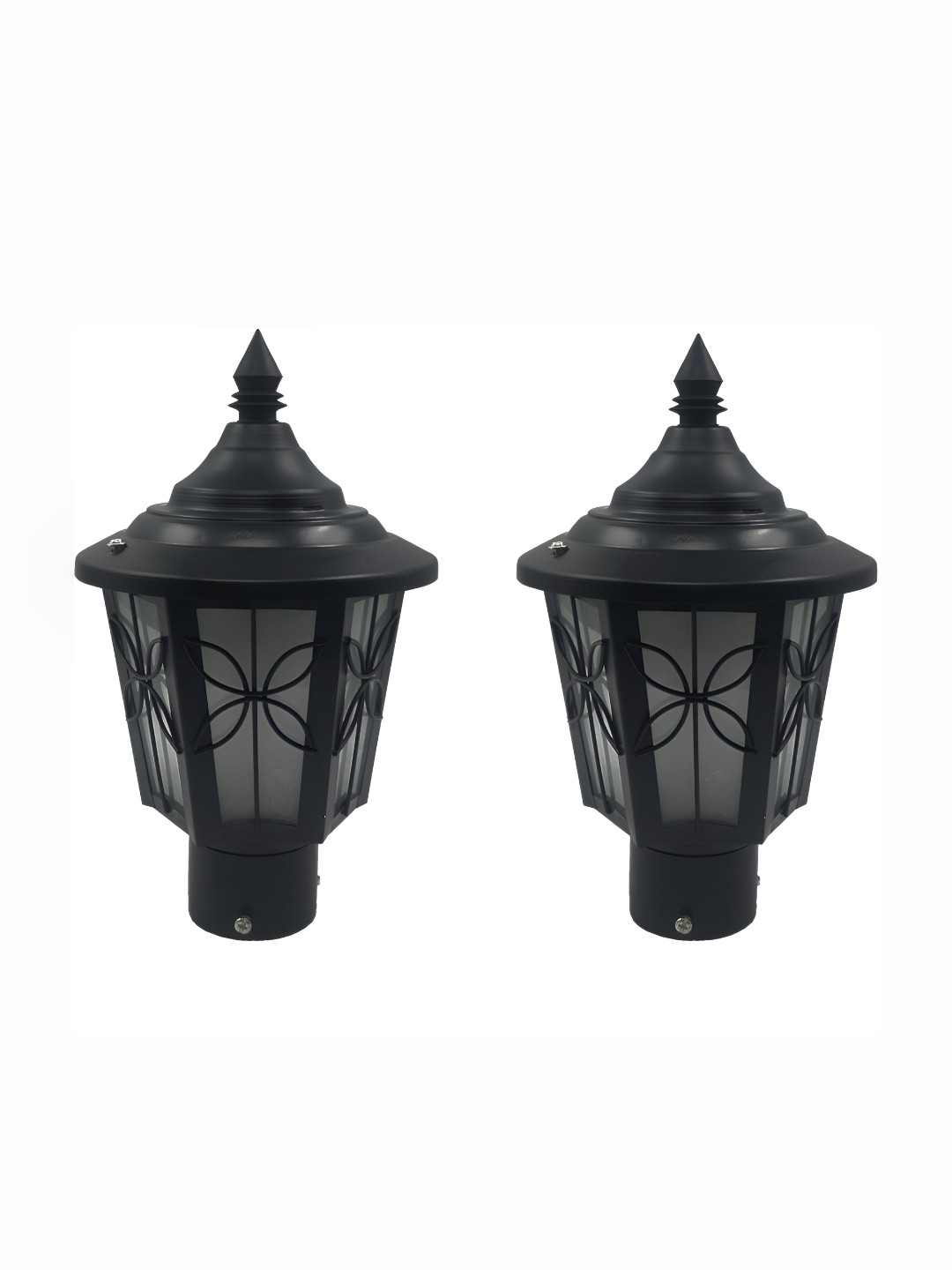

SPARK WORLD Black 2 Pieces Frustum Metal Outdoor Lamps