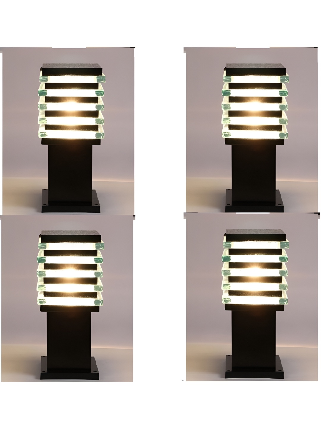 

SPARK WORLD Black 4 Pieces Metal Outdoor Lamps