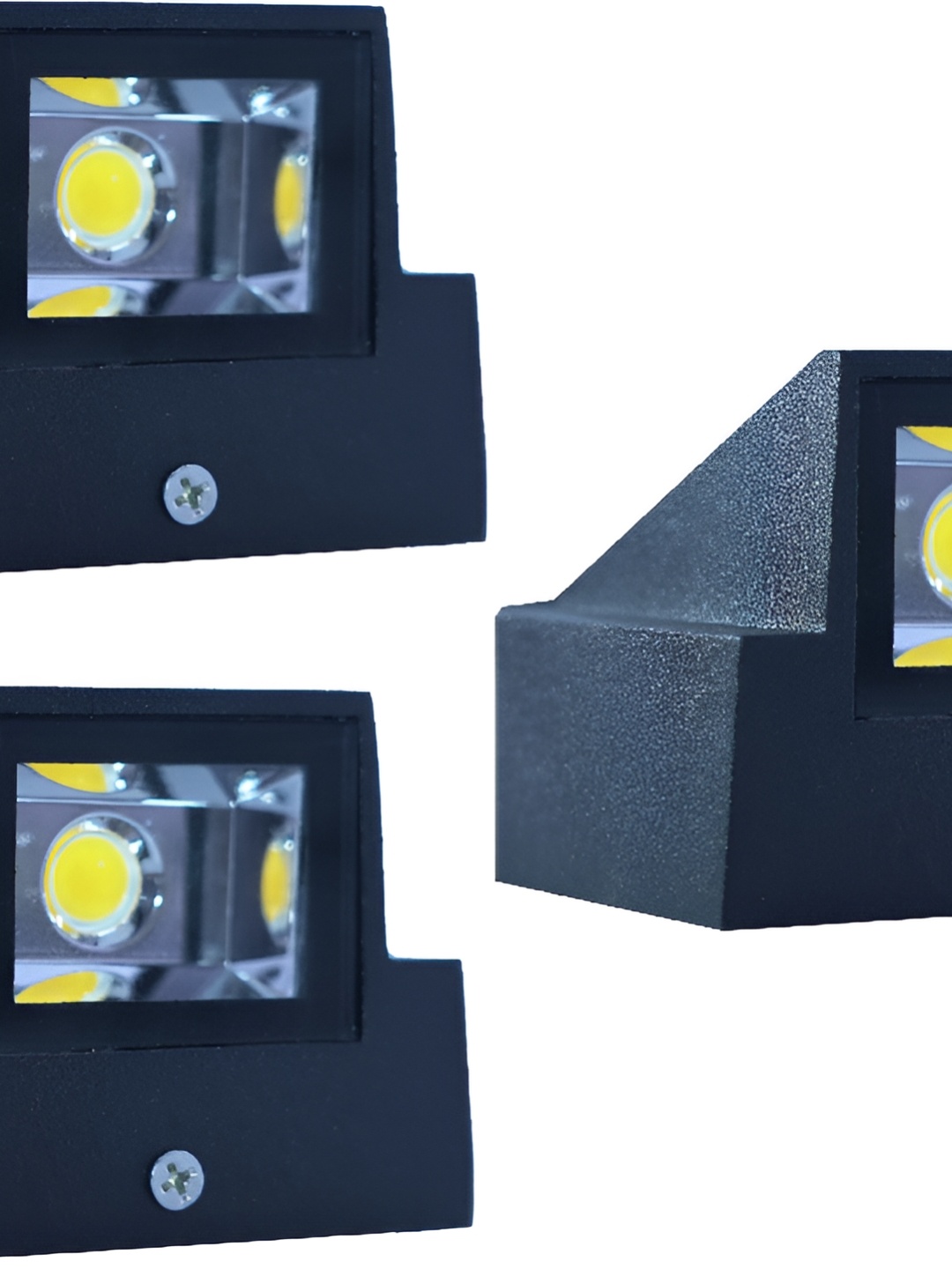 SPARK WORLD Black & Yellow 3 Pieces Squares Shaped Outdoor Lamps